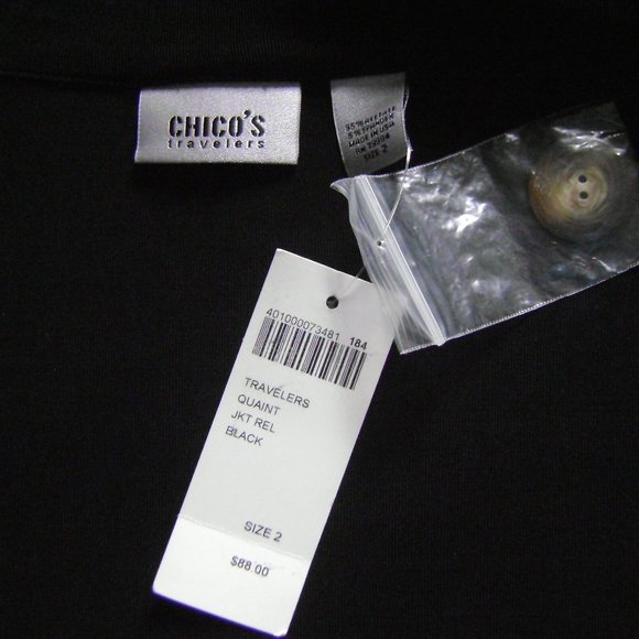 Chico's Traveler Black Jacket, NWT  Size 2 - Picture 6 of 6